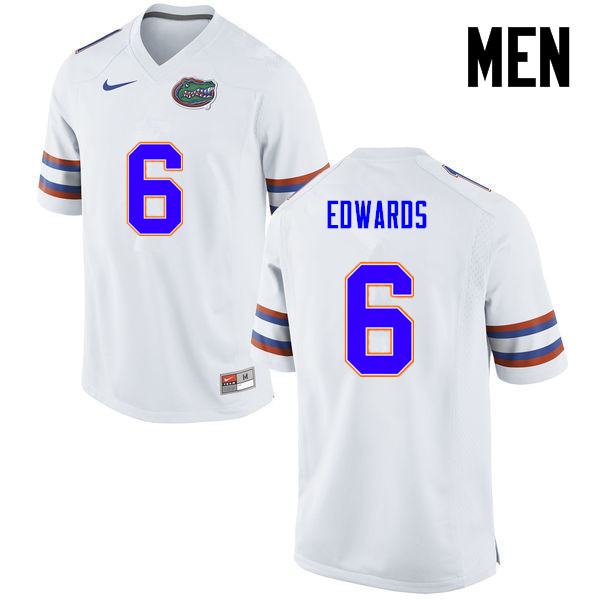 Men Florida Gators #6 Brian Edwards College Football Jerseys-White